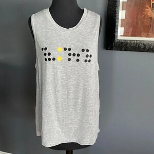 Ty Hunter by Reflex stretch heather gray embroidered dot crewneck tank. Large.